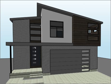 PERSPECTIVE 01 (Front Right)_ESSEX (mono pitched)01 Essex Home Rendering from the front